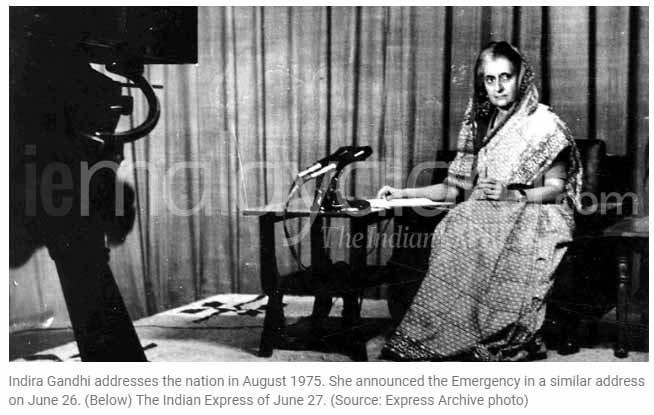 Indira Gandhi addressing the nation