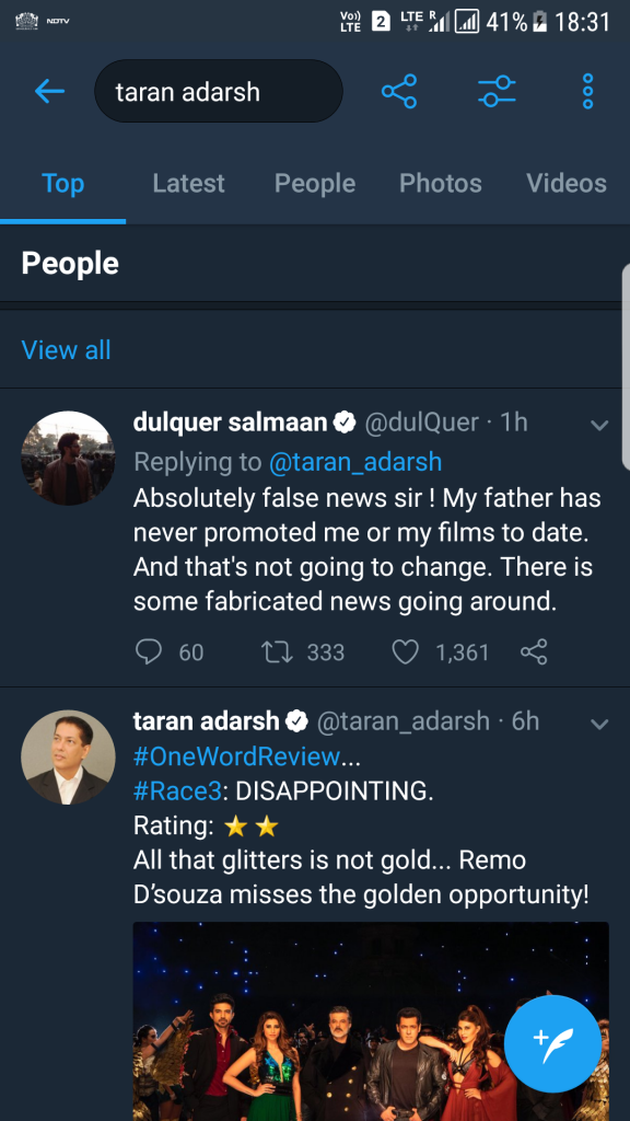 Dulquer Salmaan Tweet on Mammootty Promoting 'Karwaan'