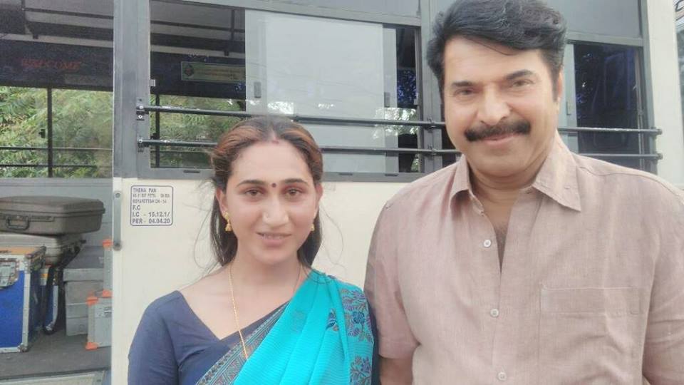 Anjali Ameer and Mammootty at Perambu Location