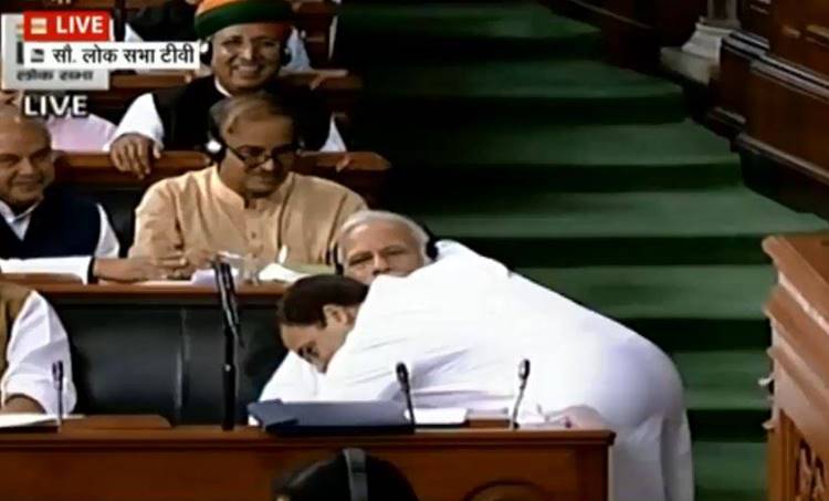 Rahul hugs modi
